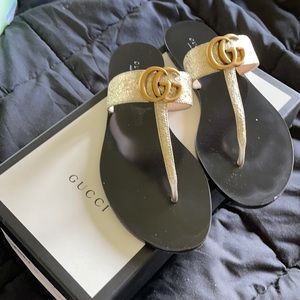 Gucci Gold Thong Sandal